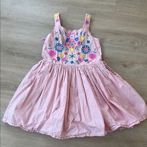 Mini Boden Light Pink Dress with Floral Embroidery